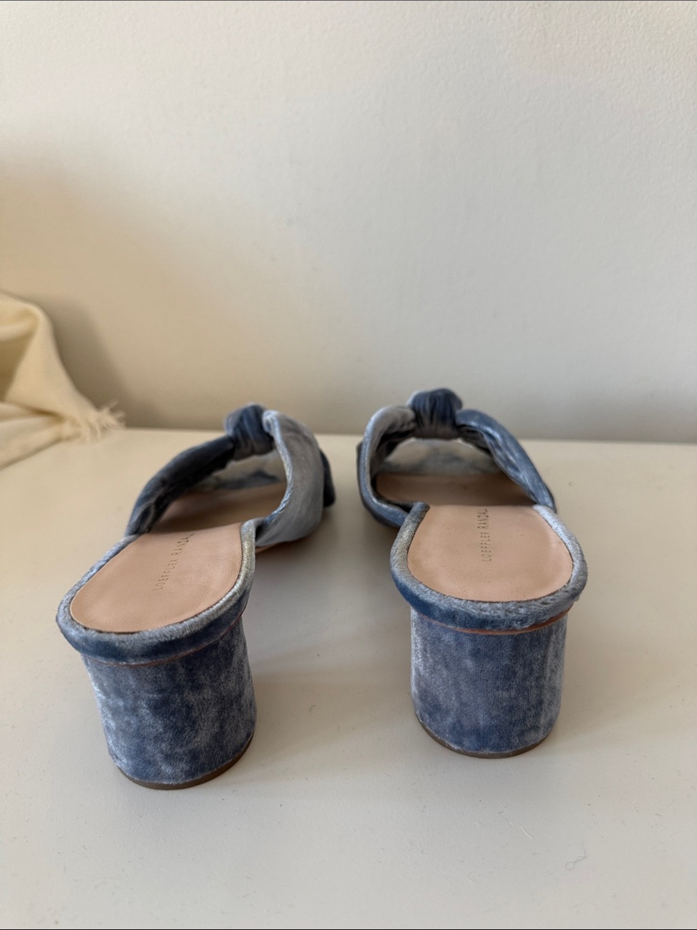 Loeffler Randall Blue Velvet Knot Mule Heels - Picture 6 of 8